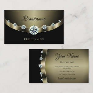 Modern Dark Silver Black with Luminous Rhinestones Business Card