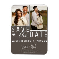 Modern Dark Taupe Save the Date  2 Photo Wedding