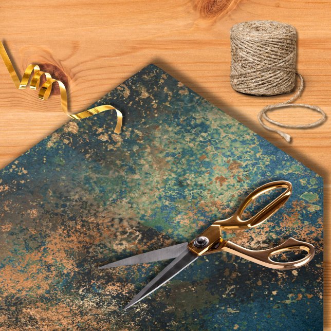 Modern Dark Teal & Copper Faux Metallic Tissue Paper (Creator Uploaded)
