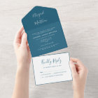 Modern Dark Teal Minimalist Handwriting Wedding Al