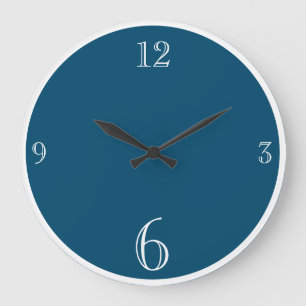 Modern Dark Teal Solid colour Basic minimalist  Large Clock