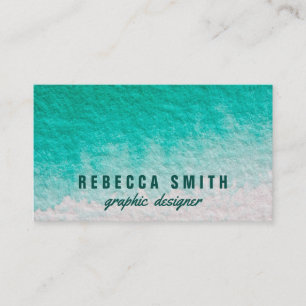 Modern Dark Teal Watercolor Graphic Designer Business Card
