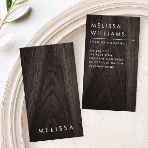 Modern dark wood minimalist professional vertical business card