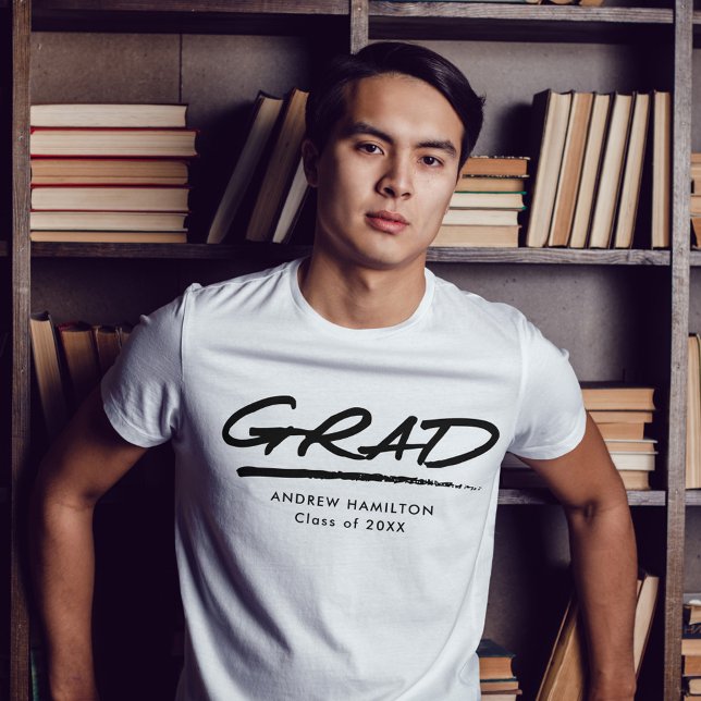 Modern Dashed Grad Personalized Graduation T-Shirt (Creator Uploaded)