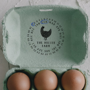 Modern Date Of The Month Fresh Eggs Chicken Rubber Stamp
