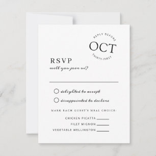 Modern Date Seal Deep Black and White Wedding RSVP Save The Date