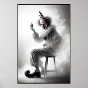 Modern Day Creepy Clown Portrait  Poster
