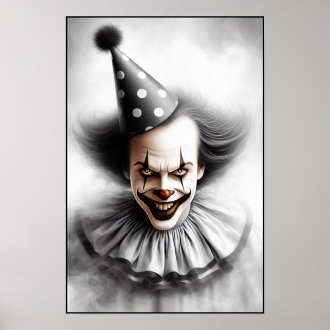 Modern Day Creepy Clown Portrait  Poster (Front)
