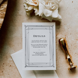 Modern Deco Black and White Wedding Guest Details Enclosure Card