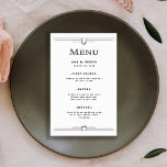 Modern Deco | Black and White Wedding Menu<br><div class="desc">This glamourous wedding menu features a modern spin on classic art deco. Ornate,  black geometric borders and ornamentation decorate an elegant white background for a dramatic,  vintage 1920's dinner menu look.</div>