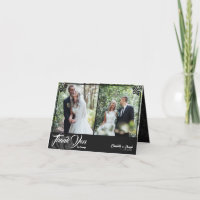 Modern Deco Black Swan 2 Photo Wedding Folded