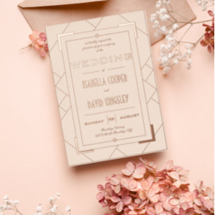 Modern Deco Cream and Gold I Foil Invitation