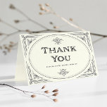 Modern Deco | Elegant Black and Ivory Wedding Thank You Card<br><div class="desc">This glamourous thank you card features a modern spin on classic art deco. An ornate,  black geometric frame and ornamentation decorate an elegant ivory background for a dramatic,  vintage wedding look .</div>