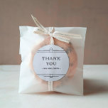 Modern Deco | Elegant Black and White Wedding Classic Round Sticker<br><div class="desc">These glamourous wedding stickers feature a modern spin on classic art deco. Ornate,  black geometric borders and ornamentation decorate an elegant white background for a dramatic,  vintage wedding look. Classic black typography says "thank you",  making these perfect to add to your wedding favours.</div>