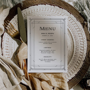 Modern Deco   Elegant Black and White Wedding Menu