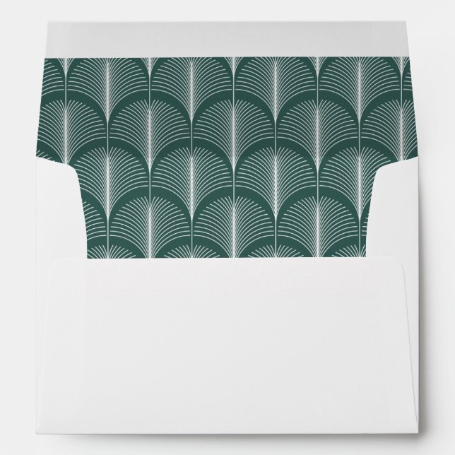 Modern Deco | Elegant Festive Green Wedding Envelope (Back (Bottom))