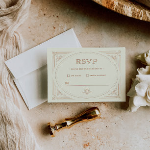 Modern Deco   Elegant Gold and Ivory Wedding RSVP Card