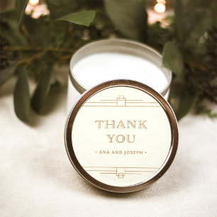 Modern Deco   Elegant Ivory and Faux Gold Wedding Classic Round Sticker