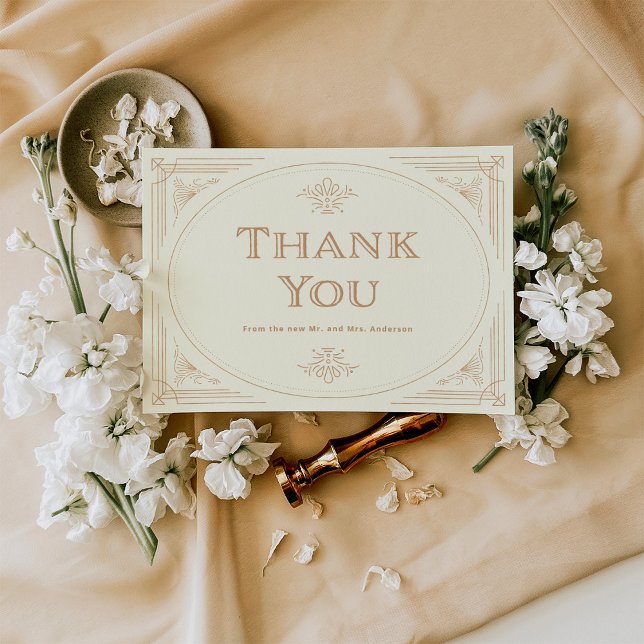 Modern Deco | Elegant Ivory and Gold Wedding Thank You Card (Creator Uploaded)