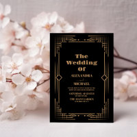Modern Deco Elegant Onyx Black Wedding