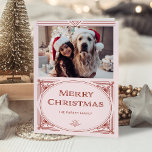 Modern Deco | Elegant Pink and Red with Photo Holiday Card<br><div class="desc">These elegant Christmas multi photo cards feature a modern spin on classic art deco. An ornate, red geometric frame and ornamentation decorate a blush pink background with your favourite personal photo for a dramatic, vintage 1920's style holiday look. Classic typography says "Merry Christmas." Another photo goes inside the card, along...</div>