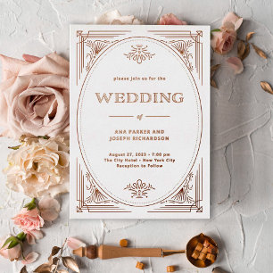 Modern Deco   Elegant Rose Gold Wedding