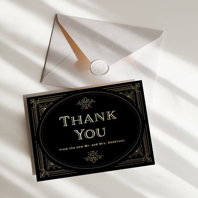 Modern Deco | Elegant Thank You Black and Gold (Creator Uploaded)