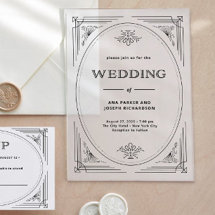 Modern Deco Elegant Wedding Acrylic Invitations