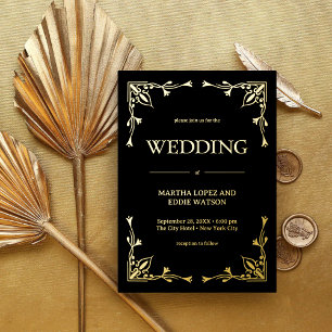 Modern Deco   Elegant Wedding Black and Gold