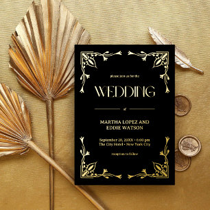 Modern Deco   Elegant Wedding Black and Gold