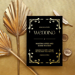 Modern Deco   Elegant Wedding Black and Gold