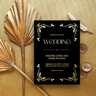 Modern Deco   Elegant Wedding Black and Gold