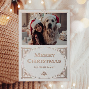 Modern Deco   Elegant White with Photo Rose Gold