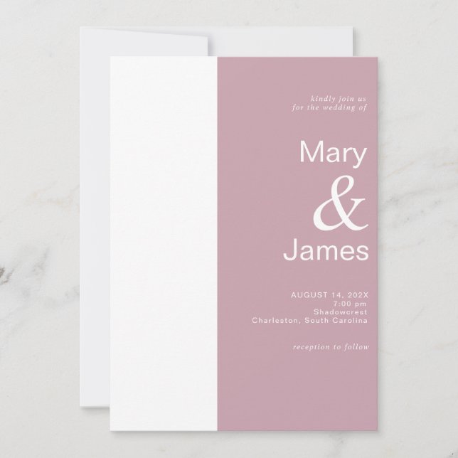 Modern deco Floral Wedding  Dusty Rose | Wedding   Invitation (Front)