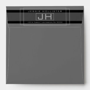 Modern Deco Framed Grey & Dark Grey Professional Envelope