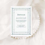 Modern Deco Green and Silver Wedding Guest Details Enclosure Card<br><div class="desc">These glamourous wedding guest information cards feature a modern spin on classic art deco. An ornate, festive green geometric frame and ornamentation decorate an elegant very light silver/white background for a dramatic, vintage wedding look. You can use these cards for driving directions, reception or transportation information, hotel or accommodations information,...</div>