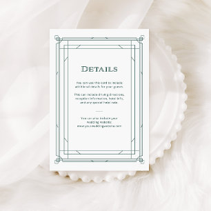 Modern Deco Green and Silver Wedding Guest Details Enclosure Card