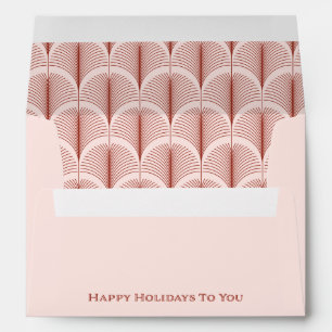 Modern Deco Happy Holidays Elegant Pink and Red Envelope