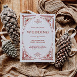 Modern Deco | Light Silver White with Red Wedding Invitation<br><div class="desc">These glamourous wedding invitations feature a modern spin on classic art deco. An ornate,  festive red geometric frame and ornamentation decorate an elegant very light silver/white background for a dramatic,  glamourous and vintage 1920's wedding look that is perfect for your Christmas holiday wedding. Your photo goes onto the back.</div>