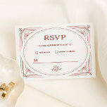 Modern Deco | Light Silver White with Red Wedding RSVP Card<br><div class="desc">These festive holiday wedding rsvp response cards feature a modern spin on classic art deco. An ornate,  red geometric frame and ornamentation decorate an elegant light silver / white background for a dramatic,  vintage Christmas wedding look.</div>