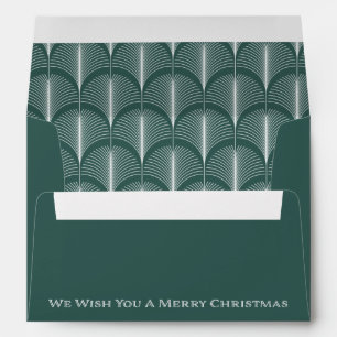 Modern Deco Merry Christmas Elegant Green Envelope