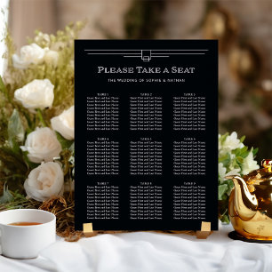 Modern Deco Onyx Black and White Seating Chart