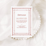 Modern Deco | Red and Silver Wedding Guest Details Enclosure Card<br><div class="desc">These glamourous wedding guest information cards feature a modern spin on classic art deco. An ornate, festive red geometric frame and ornamentation decorate an elegant very light silver/white background for a dramatic, vintage wedding look. You can use these cards for driving directions, reception or transportation information, hotel or accommodations information,...</div>