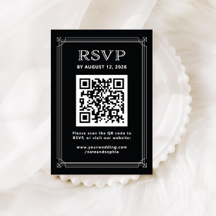Modern Deco RSVP with QR Code   Onyx Black Enclosure Card