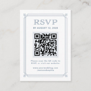 Modern Deco RSVP with QR Code White and Blue Enclosure Card