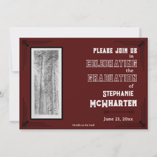 Modern Deco rustic woodland Grad Party invite