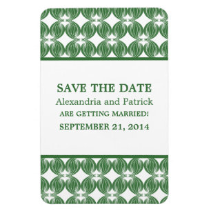 Modern Deco Save the Date Magnet, Green Magnet