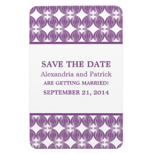 Modern Deco Save the Date Magnet, Purple Magnet