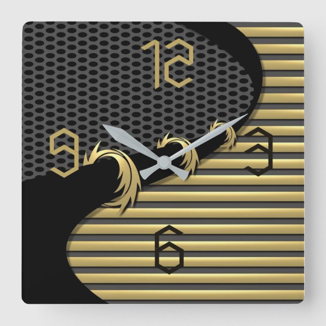 Modern Deco Square Wall Clock (Front)