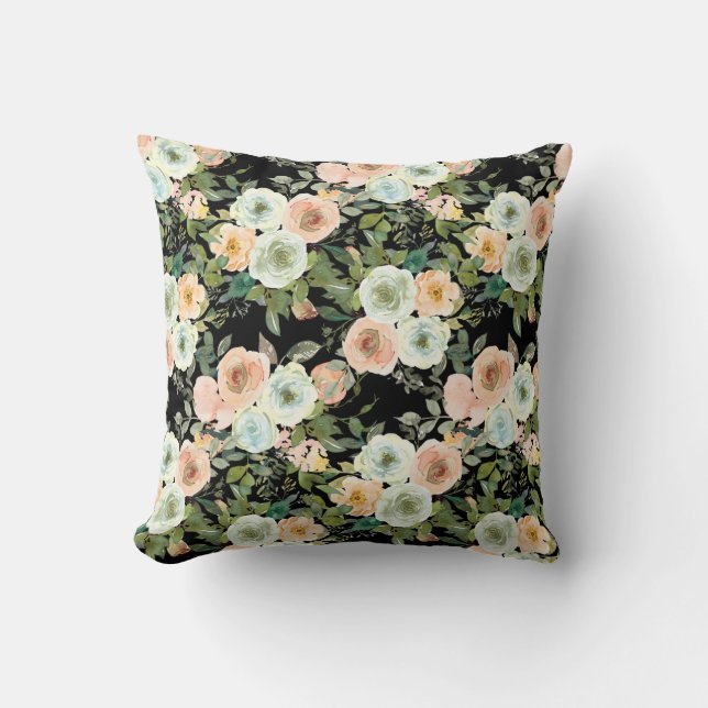 Modern Decor Peach Floral Peonies Cushion (Front)